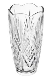 Orsina Modern Crystal Scalloped Vase, Unique Clear Embossed Cylinder Vase, Fluted Design Decorative Vase For Décor - thumbnail 2