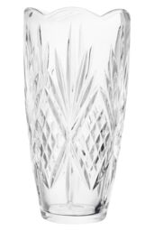 Orsina Modern Crystal Scalloped Vase, Unique Clear Embossed Cylinder Vase, Fluted Design Decorative Vase For Décor - thumbnail 1