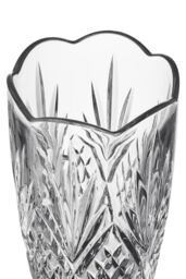 Orsina Modern Crystal Scalloped Vase, Unique Clear Embossed Cylinder Vase, Fluted Design Decorative Vase For Décor - thumbnail 3