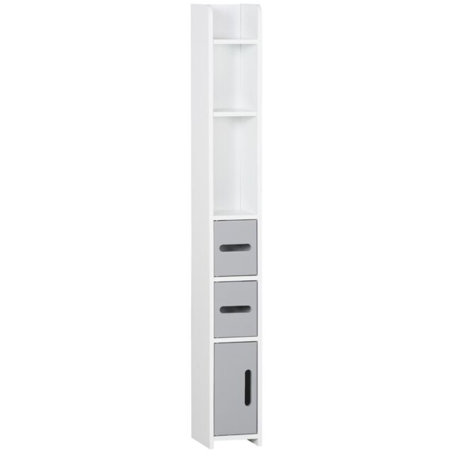 Kleankin Tall Bathroom Storage Cabinet Freestanding Linen Tower Cabinet in Grey - image 1