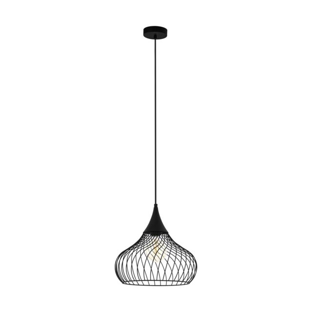 Loops Hanging Ceiling Pendant Light Black Steel Wire 1 x 60W E27 Hallway Feature - image 1