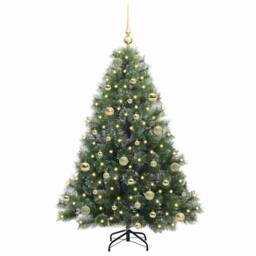Berkfield Home Artificial Christmas Tree with 150 LEDs Green 150 cm PE & PVC - thumbnail 3