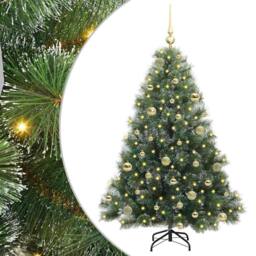 Berkfield Home Artificial Christmas Tree with 150 LEDs Green 150 cm PE & PVC - thumbnail 2