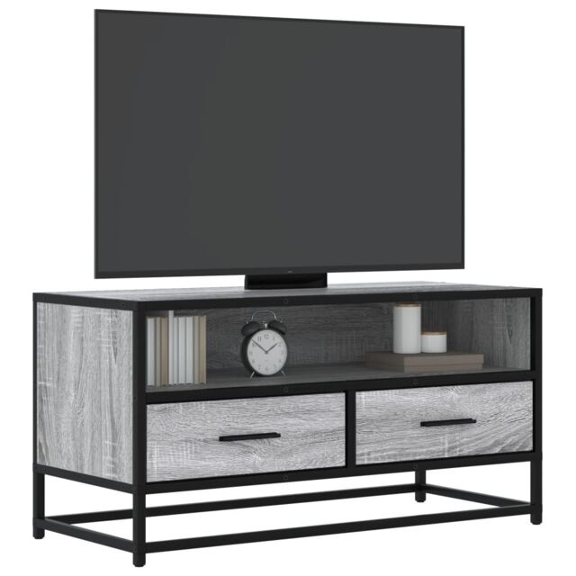 Berkfield Home TV Cabinet Grey Sonoma 80x34.5x40 cm Engineered Wood & Metal - image 1