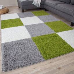 THE RUGS Soft Green Ivory High Pile Shaggy Rugs & Runners Living Room - Size: 160 cm x 230 cm - thumbnail 1