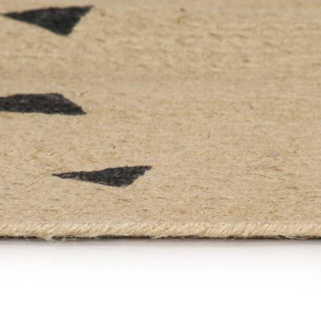 Berkfield Home Handmade Rug Jute with Triangle Print 90 cm in Natural - Size: Medium - image 1