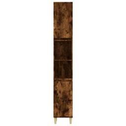 Berkfield Home Durable Bathroom Cabinet Smoked Oak 30x30x190 cm Engineered Wood in Brown - Size: 30 x 30 x 190 cm - thumbnail 6
