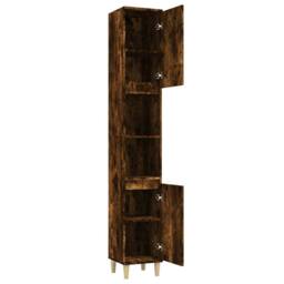 Berkfield Home Durable Bathroom Cabinet Smoked Oak 30x30x190 cm Engineered Wood in Brown - Size: 30 x 30 x 190 cm - thumbnail 7