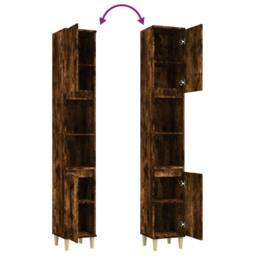 Berkfield Home Durable Bathroom Cabinet Smoked Oak 30x30x190 cm Engineered Wood in Brown - Size: 30 x 30 x 190 cm - thumbnail 9