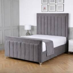 Living Comfort Bedz Elara Upholstered Gas Lift Storage Bed with 48 Inch Headboard in Grey - Size: King - thumbnail 1