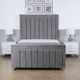 Living Comfort Bedz Elara Upholstered Gas Lift Storage Bed with 48 Inch Headboard in Grey - Size: King - thumbnail 2