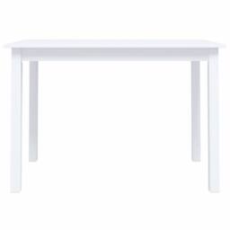Berkfield Home Dining Table White 114x71x75 cm Solid Rubber Wood - Size: 114 x 71 x 75 cm - thumbnail 3