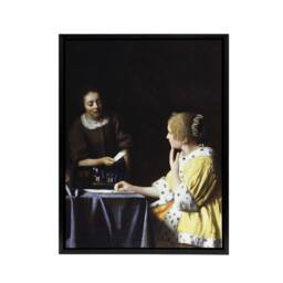 "Artery8 Mistress & Maid Portrait Vermeer Black Framed Canvas Wall Art - Size: W12"" x H16""" - thumbnail 1