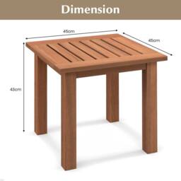 Costway Patio Hardwood Side Table Outdoor Square End Table Wooden Slatted Coffee Table in Natural - thumbnail 2