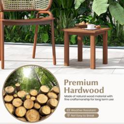 Costway Patio Hardwood Side Table Outdoor Square End Table Wooden Slatted Coffee Table in Natural - thumbnail 5