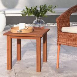 Costway Patio Hardwood Side Table Outdoor Square End Table Wooden Slatted Coffee Table in Natural - thumbnail 3