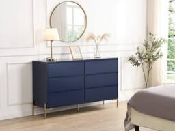 Vente-unique 6-Drawer Chest Of Drawers - MDF & Metal - Gloss Blue & Gold