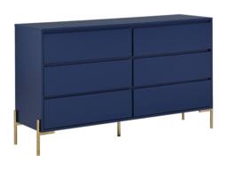 Vente-unique 6-Drawer Chest Of Drawers - MDF & Metal - Gloss Blue & Gold - thumbnail 4