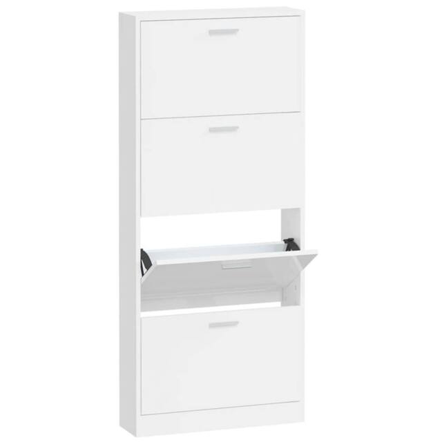 Berkfield Home Shoe Cabinet High Gloss White 59x17x150 cm Engineered Wood - Size: 59 x 17 x 150 cm - image 1