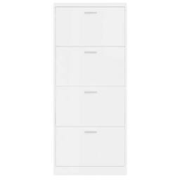 Berkfield Home Shoe Cabinet High Gloss White 59x17x150 cm Engineered Wood - Size: 59 x 17 x 150 cm - thumbnail 6