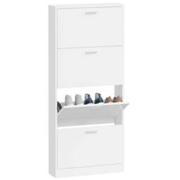 Berkfield Home Shoe Cabinet High Gloss White 59x17x150 cm Engineered Wood - Size: 59 x 17 x 150 cm - thumbnail 4