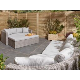 Cheshire 8 Seater Multifunction Flat Wicker Weave Garden Sofa Set in Light Grey - thumbnail 4