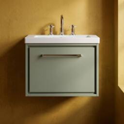 Balterley Bathroom 1 Soft Close Drawer Wall Hung Fireclay Basin, Green, 600mm in Green - thumbnail 3