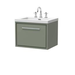 Balterley Bathroom 1 Soft Close Drawer Wall Hung Fireclay Basin, Green, 600mm in Green - thumbnail 1