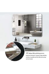 Living and Home Modern Beveled Edge Frameless Rounded Rectangle Wall Mirror in Silver - Size: Small - thumbnail 4