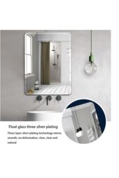 Living and Home Modern Beveled Edge Frameless Rounded Rectangle Wall Mirror in Silver - Size: Small - thumbnail 5