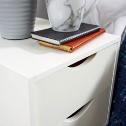 Home Source Boden 1 Drawer Bedside Table Storage Unit in White - thumbnail 6