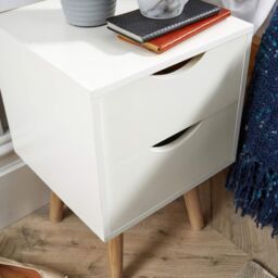 Home Source Boden 1 Drawer Bedside Table Storage Unit in White - thumbnail 4