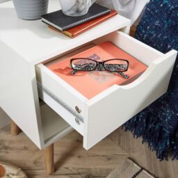 Home Source Boden 1 Drawer Bedside Table Storage Unit in White - thumbnail 5