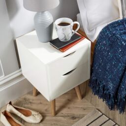 Home Source Boden 1 Drawer Bedside Table Storage Unit in White - thumbnail 3