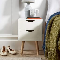 Home Source Boden 1 Drawer Bedside Table Storage Unit in White - thumbnail 2