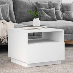 Berkfield Home Modern Coffee Table with LED Lights White 50x49x40 cm - Size: 50 x 49 x 40 cm - thumbnail 2