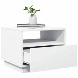 Berkfield Home Modern Coffee Table with LED Lights White 50x49x40 cm - Size: 50 x 49 x 40 cm - thumbnail 6