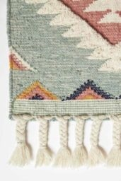 Homescapes Tenali Blue Kilim Runner Wool Rug 66 x 200 cm - Size: 66 cm x 200 cm - thumbnail 2