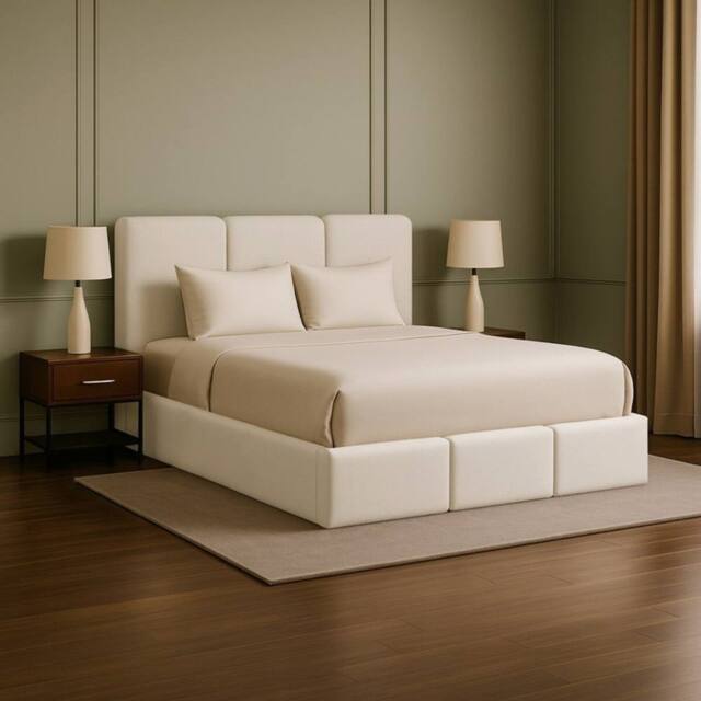 Desire Deco Dartford Plush Velvet Ottoman Storage Bed Frame with Lift-Up in Cream - Size: Super King - image 1
