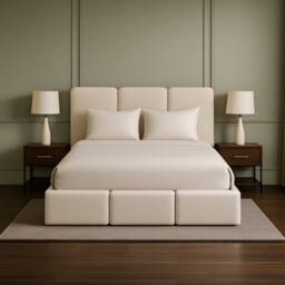 Desire Deco Dartford Plush Velvet Ottoman Storage Bed Frame with Lift-Up in Cream - Size: Super King - thumbnail 2