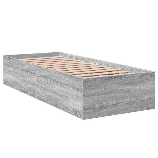 Berkfield Home Modern Bed Frame Frame Grey Sonoma 75x190 cm Small Single Wood - image 1