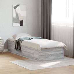 Berkfield Home Modern Bed Frame Frame Grey Sonoma 75x190 cm Small Single Wood - thumbnail 2