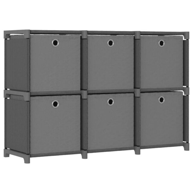 Berkfield Home 6-Cube Display Shelf with Boxes Grey 103x30x72.5 cm Fabric - image 1