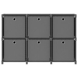 Berkfield Home 6-Cube Display Shelf with Boxes Grey 103x30x72.5 cm Fabric - thumbnail 2