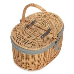 Red Hamper Wicker Cotton Lined Buff Oval Shopping Basket in Grey - thumbnail 2
