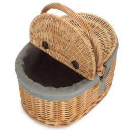 Red Hamper Wicker Cotton Lined Buff Oval Shopping Basket in Grey - thumbnail 3