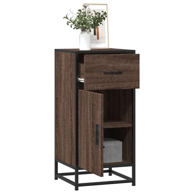 Berkfield Home Sideboard Brown Oak 35.5x35x76 cm Engineered Wood & Metal - image 1