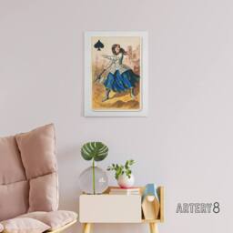 "Artery8 E Le Tellier Joan of Arc Queen of Spades Canvas Wall Art Print - Size: W12"" x H16""" - thumbnail 3