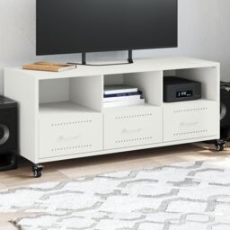 Berkfield Home TV Cabinet White 100.5x39x43.5 cm Steel - thumbnail 1