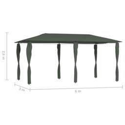 Berkfield Home Gazebo with Post Covers 3x6x2.6 m Anthracite 160 g/m ² in Black - thumbnail 4